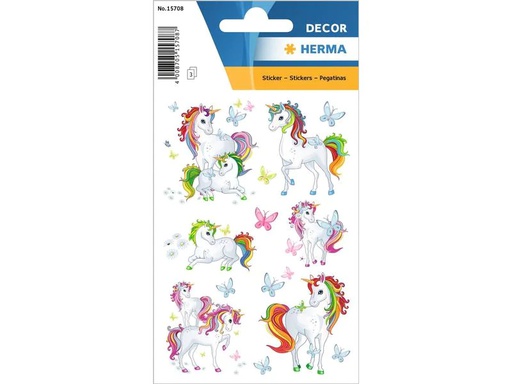 [90213232 1316953] Herma Stickers Motivsticker Einhorn 3 Blatt à 18 Sticker Mehrfarbig