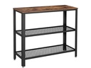 VASAGLE Konsolentisch mit 3 Ablagen 101.5 x 80 cm, Braun/Schwarz