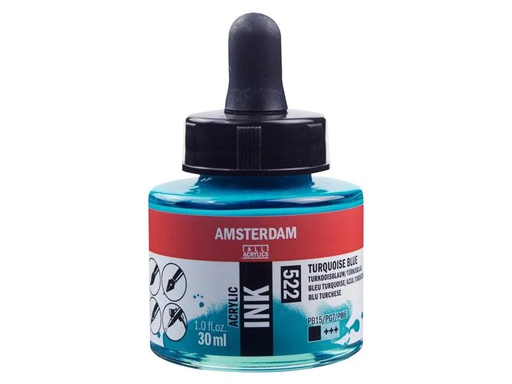 [90213272 1317684] Amsterdam Acryltinte 522 Türkisblau deckend, 30 ml 30 ml, Blau/Türkis