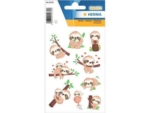 [90213294 1316964] Herma Stickers Motivsticker Magic Faultier 9 Stück Braun/Grün/Hellbraun