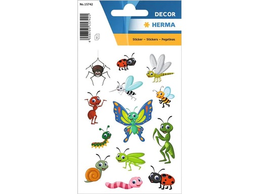 [90213325 1316960] Herma Stickers Motivsticker Krabbeltiere 3 Blatt à 30 Sticker Mehrfarbig