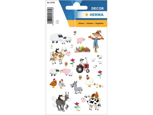 [90213351 1316952] Herma Stickers Motivsticker Kleine Farm 3 Blatt à 45 Sticker Mehrfarbig