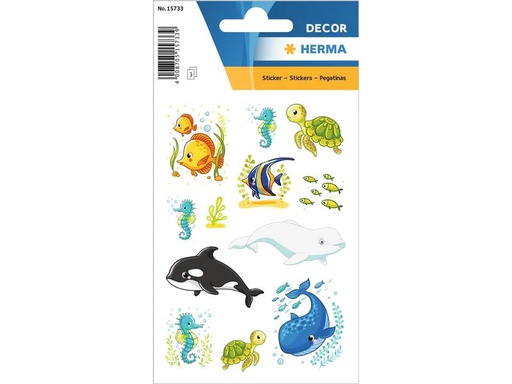[90213371 1316958] Herma Stickers Motivsticker Wale &amp; Freunde 3 Blatt à 36 Sticker Mehrfarbig