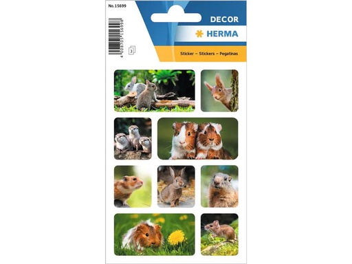 [90213441 1316951] Herma Stickers Motivsticker Nagetiere 3 Blatt à 30 Sticker Mehrfarbig