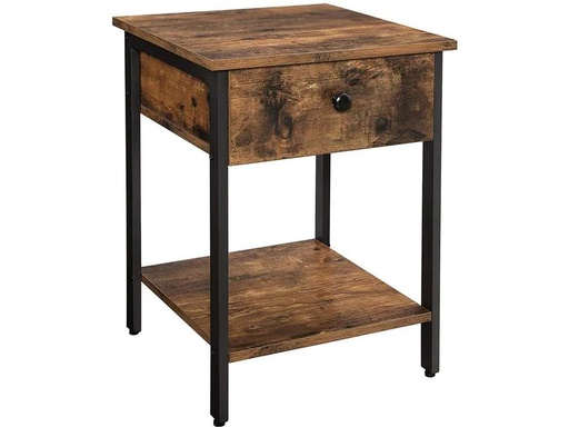 [90213653 1309906] VASAGLE Beistelltisch mit Schublade 40 x 55 cm, Braun/Schwarz