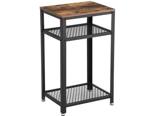 [90213762 1309905] VASAGLE Beistelltisch Mit 2 Gitterablagen 40 x 75 cm, Braun/Schwarz