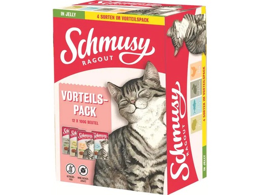[90214071 1298074] Schmusy Nassfutter Ragout Multipack Jelly, 12 x 100 g