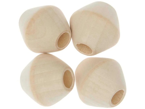 [90214324 1295911] Rico Design Holzperlen Makramee Nature, 4 Stück