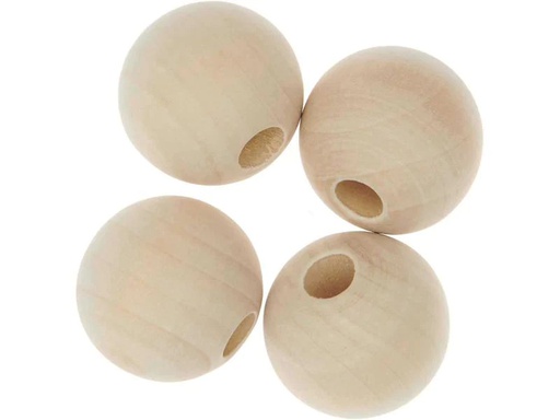 [90214337 1295910] Rico Design Holzperlen Makramee Nature, 4 Stück