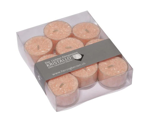 [90034029 961522] Herzog Kerzen AG Teelichter Kristallo Ø 4 cm 9 Stück, Lachs