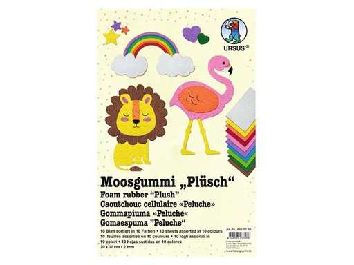 [90034275 958161] URSUS Moosgummi-Set Plüsch 10 Stück, Mehrfarbig
