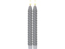 Star Trading LED-Stabkerzen Set Flamme Swirl, Ø 2.3 x 25 cm, Grau, 2 Stk