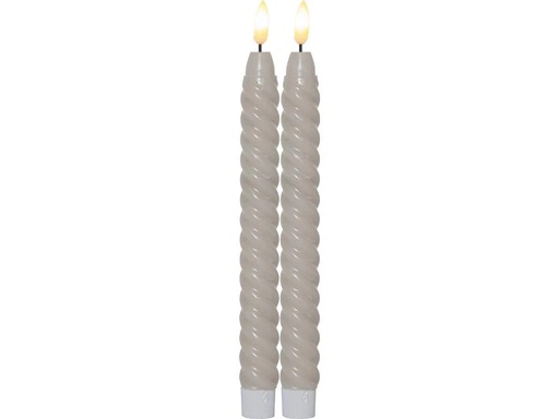 [90215203 1311384] Star Trading LED-Stabkerzen Set Flamme Swirl, Ø 2.3 x 25 cm, Beige, 2 Stk