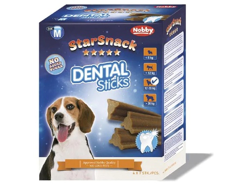 [90215539 1312099] Nobby Kausnack StarSnack Dental Sticks medium, 28 Stück, 560 g