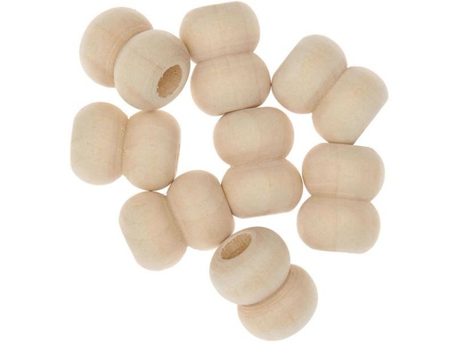 [90215561 1295915] Rico Design Holzperlen Makramee Nature, 8 Stück