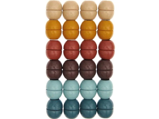 [90215832 1295926] Rico Design Holzperlen Makramee Erdfarben, 24 Stück