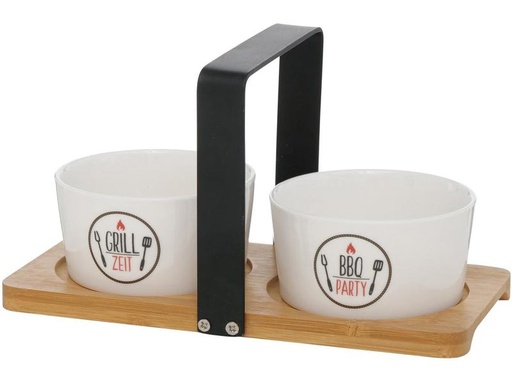[90216105 1321106] Boltze Servierplatte mit Schälchen Griller Weiss