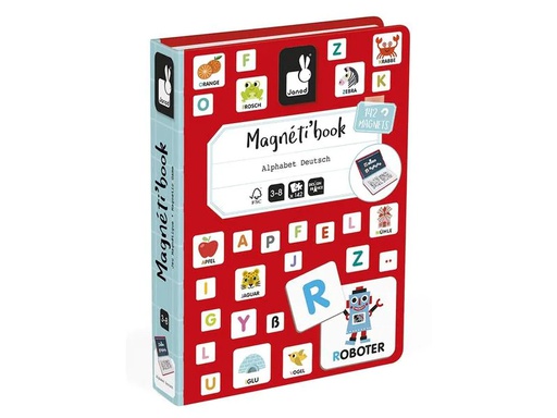 [90216120 1321239] Janod Beschäftigungsspielzeug Magnetbuch Alphabet -DE-