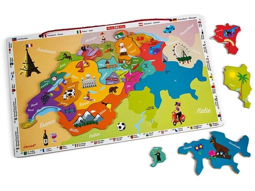 [90216264 1321248] Janod Holz-Puzzle Magnetkarte Schweiz 24-teilig