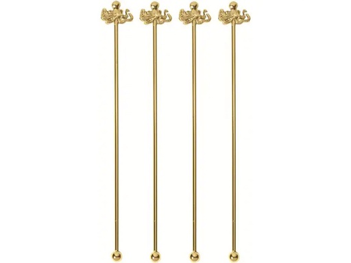 [90216307 1304479] Paderno Cocktailrührer Krake 4 Stück, Gold