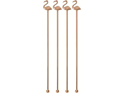 [90216342 1304468] Paderno Cocktailrührer Flamingo 4 Stück, Rosé/Kupfer