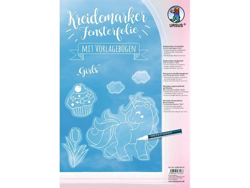 [90216417 1319215] URSUS Fensterfolie Kreidemarker Girls 23 x 33 cm, 10 Stück, Weiss