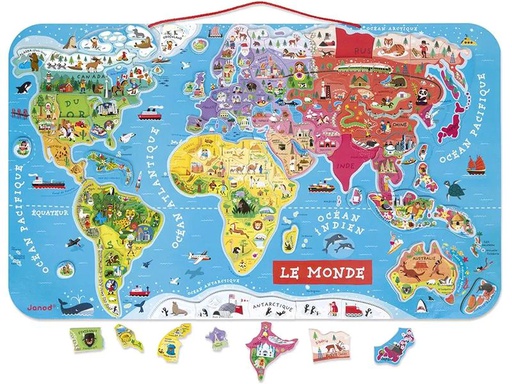 [90216441 1321250] Janod Magnet-Puzzle Weltkarte: Le Monde 92-teilig -FR-