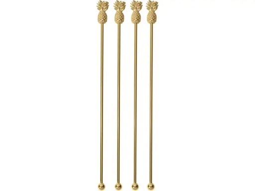 [90216528 1304471] Paderno Cocktailrührer Ananas 4 Stück, Gold