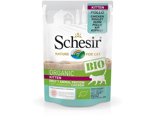 [90216805 1328398] Schesir Nassfutter Kitten Bio Huhn, 85 g