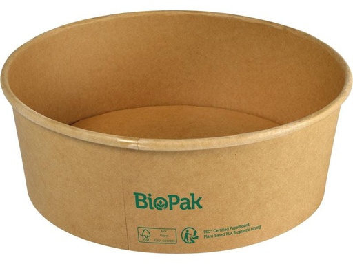 [90216842 1329766] BioPak Salat-Schale Ronda 1300 ml, Braun, 25 Stück