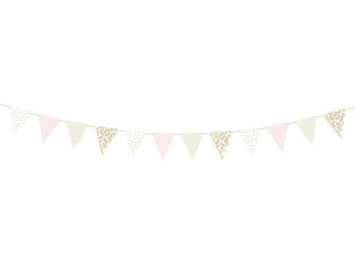 [90217349 1300067] Partydeco Girlande Flaggen 2.1 m, Gold/Hellrosa/Weiss