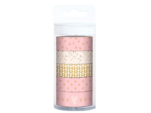 [90217370 1319219] URSUS Washi Tape Amor 5 Stück, Rosa/Gold