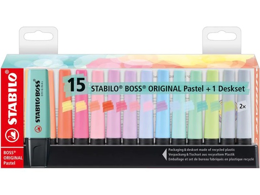 [90034912 1177847] STABILO Textmarker Boss Pastell 15 Stück