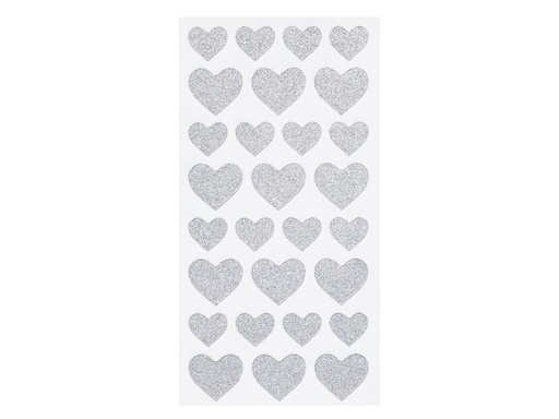 [90218437 1291350] HobbyFun Glitzersticker Herzen silber 1 Stück