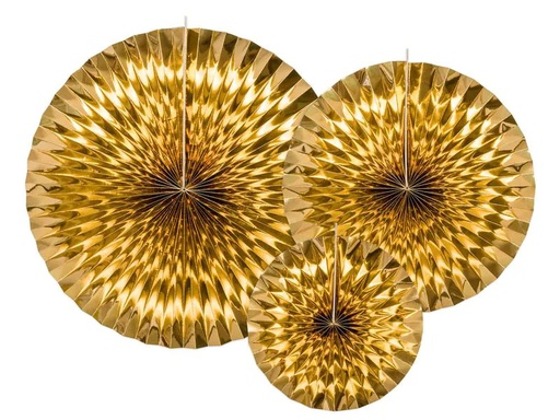 [90219269 1279944] Partydeco Rosetten Metallic 3 Stück, Gold