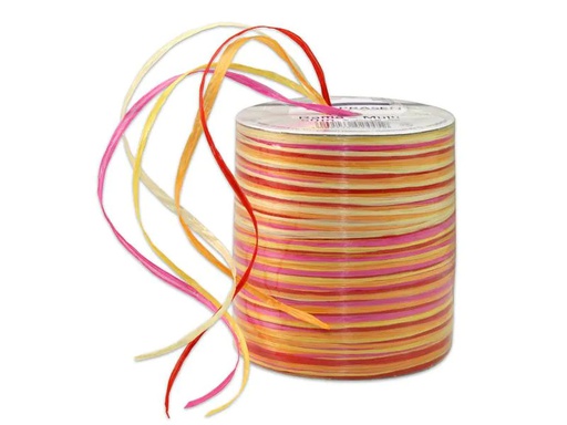 [90219897 1318994] Pattberg Geschenkband Raffia Multi 50 m, Gelb/Orange/Rot/Rosa