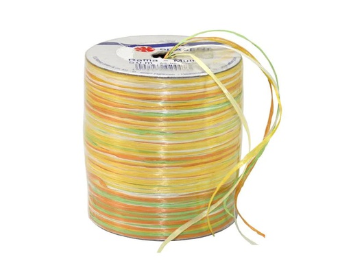 [90219943 1318999] Pattberg Geschenkband Raffia Multi 50 m, Gelb/Grün/Orange