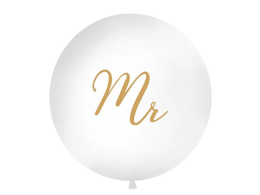 [90220127 1279876] Partydeco Luftballon Mr Ø 1 m, Gold/Weiss