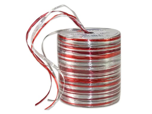 [90220132 1318989] Pattberg Geschenkband Raffia Pearl 50 m, Rot/Weiss