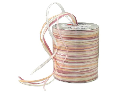 [90220142 1319000] Pattberg Geschenkband Raffia Multi 50 m, Creme/Weiss/Rosa
