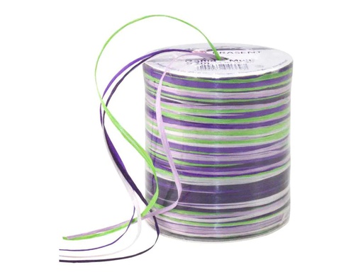 [90220196 1318998] Pattberg Geschenkband Raffia Multi 50 m, Grün/Violett