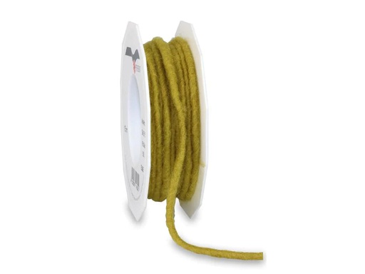 [90220413 1319111] Pattberg Textilband Elbe Wolle 0.5 cm x 15 m, Senfgrün