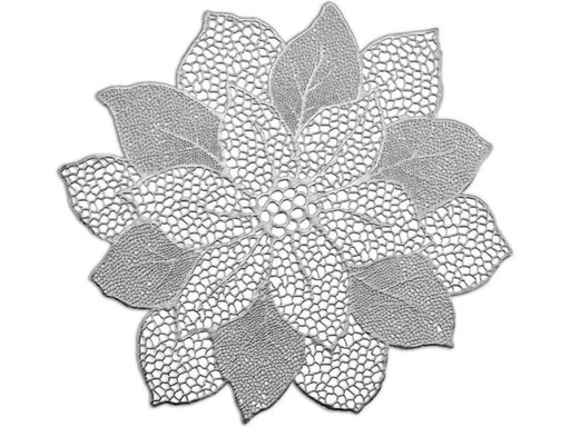 [90035590 826760] Zeller Present Tischset Flower 47 cm x 47 cm, Silber