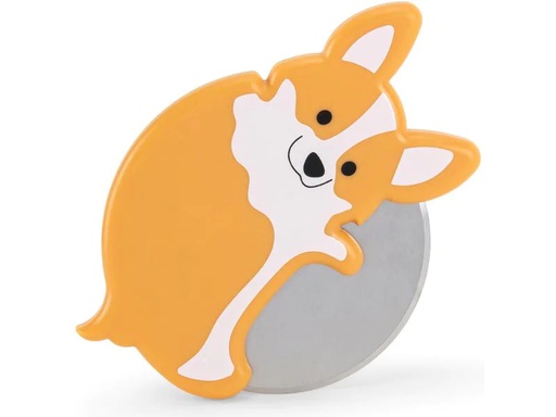 [90220627 1332380] Kikkerland Pizzaschneider Corgi Lovers Orange/Weiss