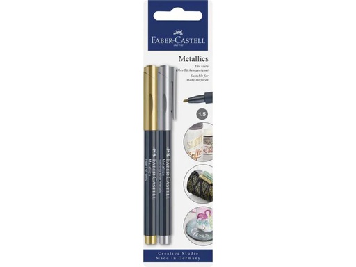 [90035713 1036351] Faber-Castell Filzstift Metallics 1.5 mm, Gold/Silber