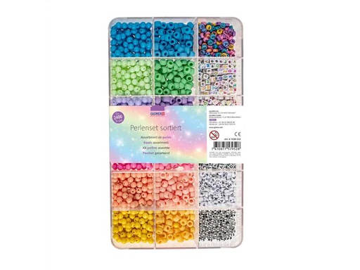 [90221281 1328009] Glorex Perlen-Set Kunststoff, ca. 2400 Stk, Mehrfarbig