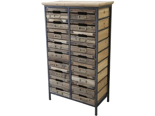 [90221832 1335124] Chic Antique Kommode mit 18 Schubladen 105 x 61 cm, Nature/Schwarz