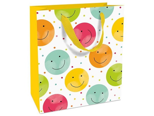 [90222148 1324022] Braun + Company Geschenktasche Happy Smileys 26 x 36 x 13 cm, Mehrfarbig