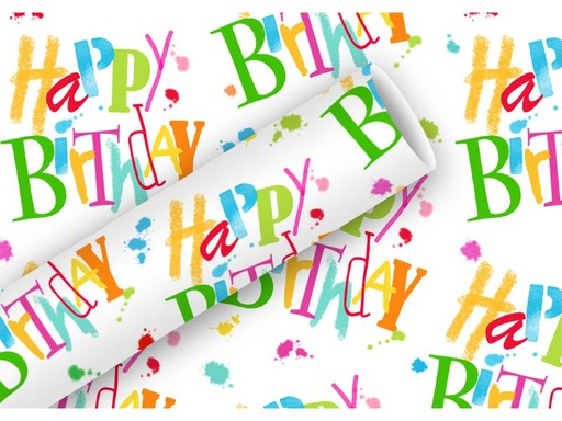 [90222291 1324007] Braun + Company Geschenkpapier Birthday 80 g/m², Mehrfarbig, 70 cm x 2 m
