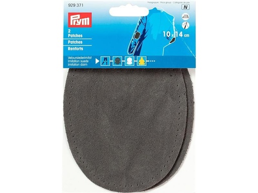 [90036147 1174974] Prym Applikation 10 x 14 cm Lederimitat, Grau, 2 Stück